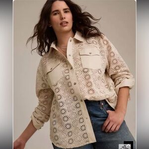 Torrid Cream Lace Shirt Jacket